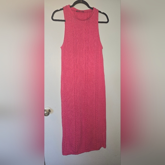 ZARA PINK CABLE KNIT SWEATER DRESS - Picture 2 of 3